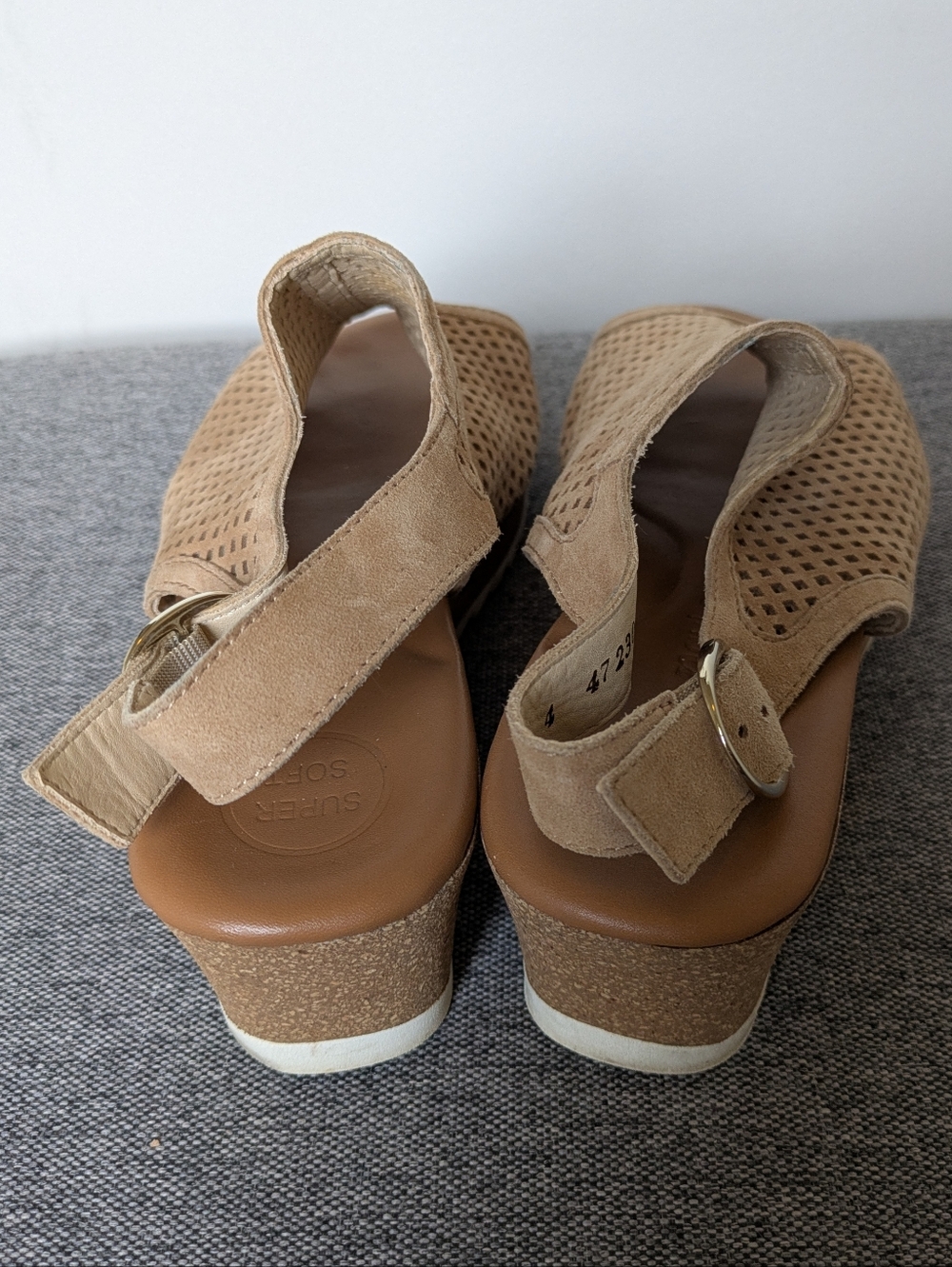 Paul Green Cleo Wedge Super Soft Slingback Sandal Space Nubuck Tan Size 6 - Picture 8 of 14